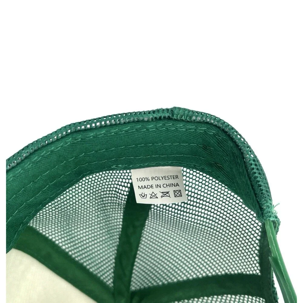 Merry Christmas Trucker Hat Green White Mesh Snapback Holiday Retro Cap